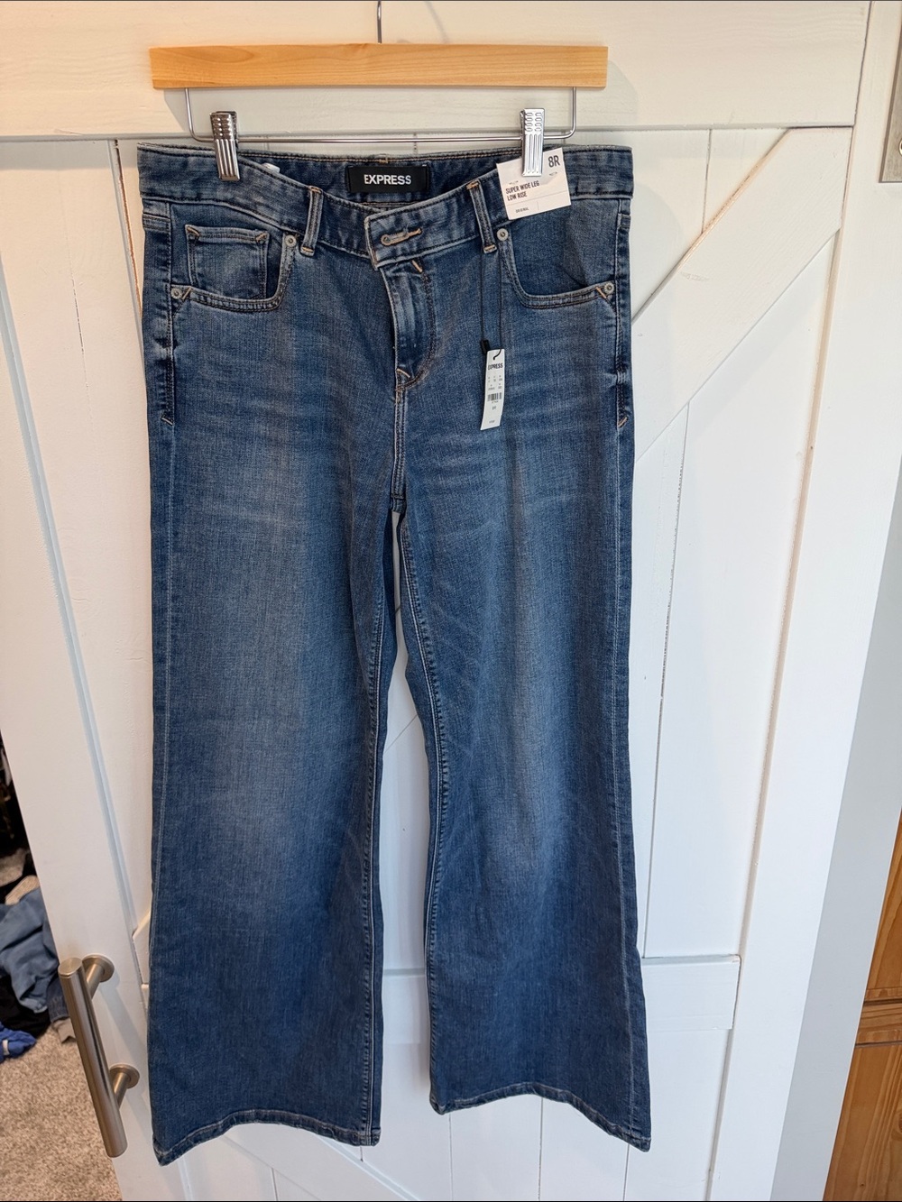 Express High-Rise Wide-Leg Jeans in Medium Blue Denim